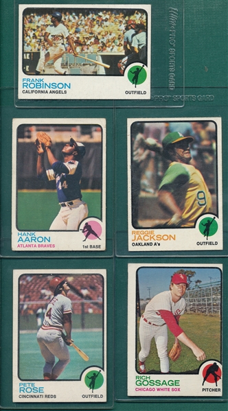 1973 Topps Lot of (22) Hall of Famers W/ Jackson, Rose & Aaron