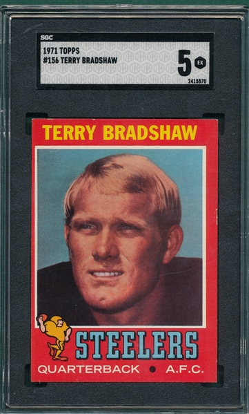1971 Topps Football #156 Terry Bradshaw SGC 5 *Rookie*