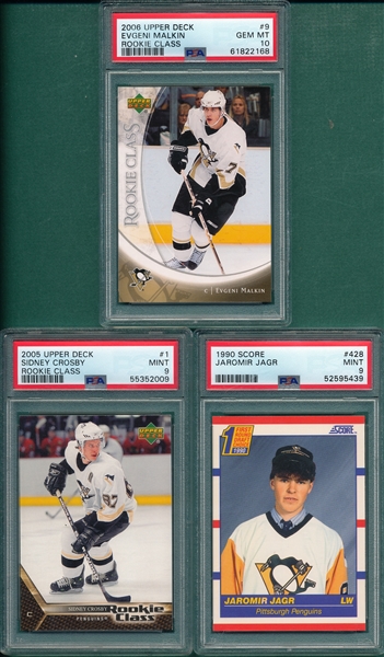 1990-2006 Hockey, Jagr, Malkin & Crosby, Lot of (3) Penguins Rookies