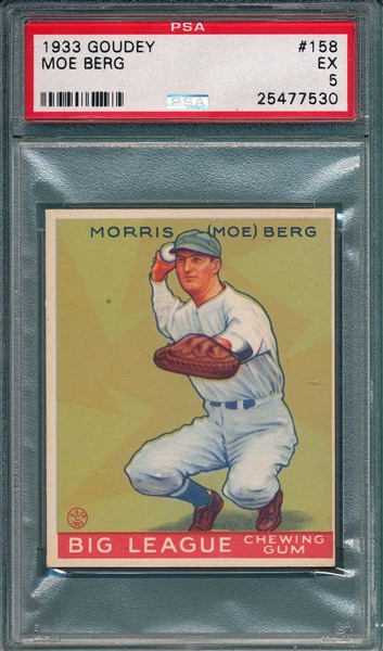 1933 Goudey #158 Moe Berg PSA 5