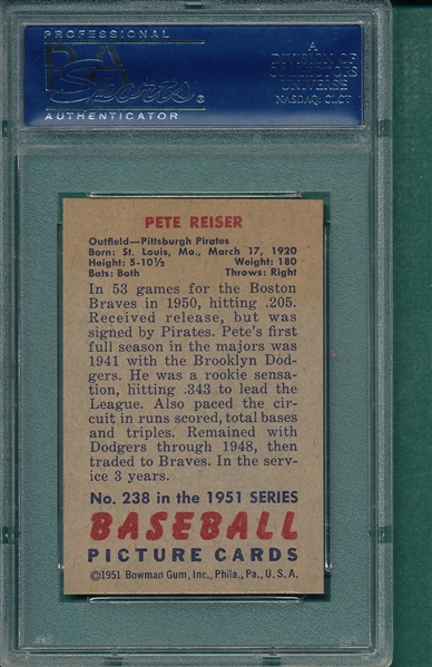 1951 Bowman #238 Pete Reiser PSA 8.5