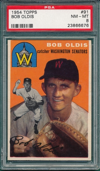 1954 Topps #91 Bob Oldis PSA 8