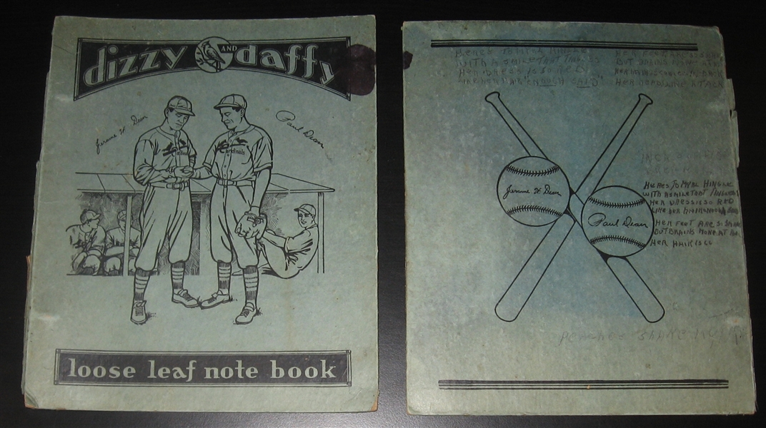 1930s Dizzy & Paul Dean, Loose Leaf Note Book Covers