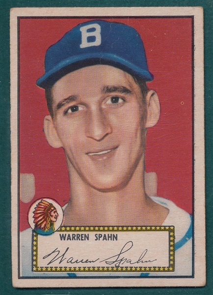 1952 Topps #33 Warren Spahn *Red*