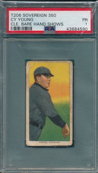 1909-1911 T206 Cy Young, Bare Hand, Sovereign Cigarettes, PSA 1 *350 Series*