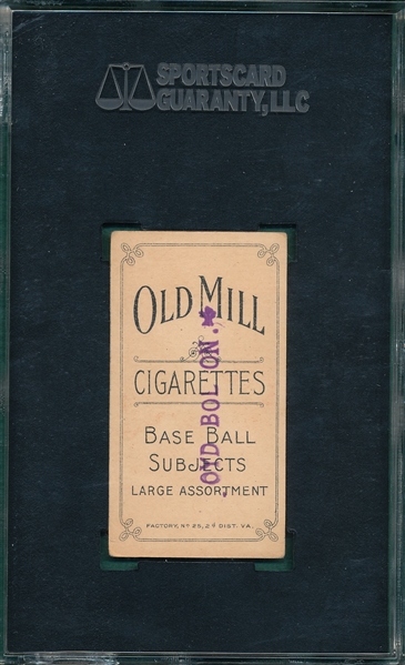 1909-1911 T206 Elberfeld, Washington, Portrait Old Mill Cigarettes, SGC 20 *Stamped Back*