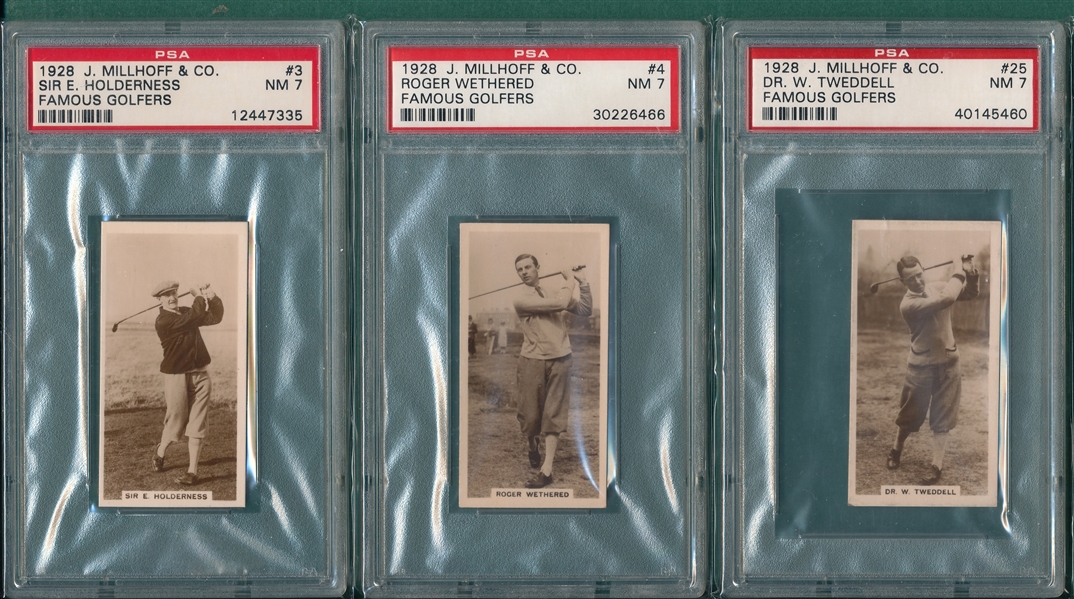 1928 J. Millhoff & Co., Famous Golfers, #3, #4 & #25, Lot of (3) PSA 7