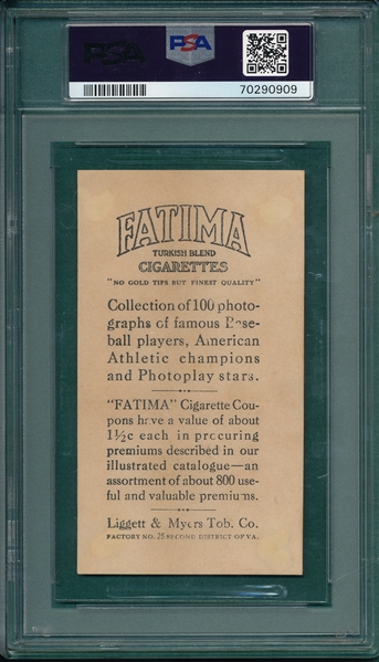 1914 T222 Rube Marquard Fatima Cigarettes PSA 1