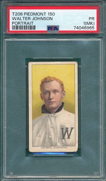 1909-1911 T206 Walter Johnson, Portrait, Piedmont Cigarettes PSA 1