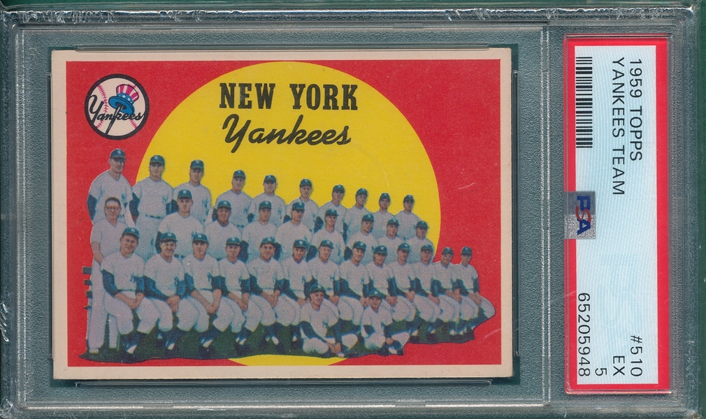 1959 Topps #510 Yankees Teams PSA 5