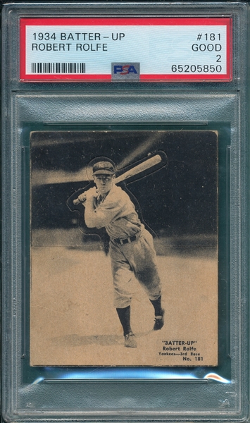 1934 Batter-Up #181 Robert Rolfe PSA 2