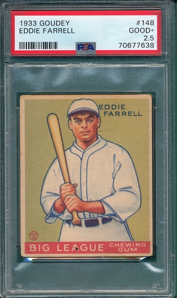 1933 Goudey #148 Eddie Farrell PSA 2.5