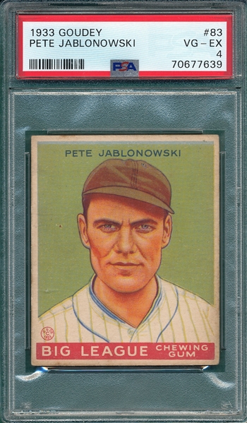 1933 Goudey #83 Pete Jablonowski PSA 4