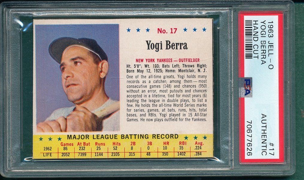 1963 Jello #17 Yogi Berra PSA Authentic