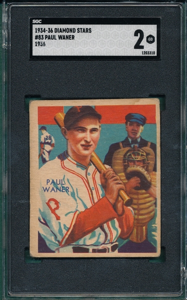1934-36 Diamond Stars #83 Paul Waner SGC 2
