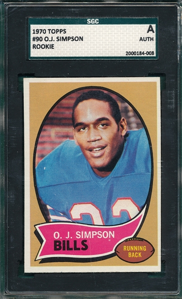 1970 Topps FB #90 O. J. Simpson SGC Authentic *Rookie*