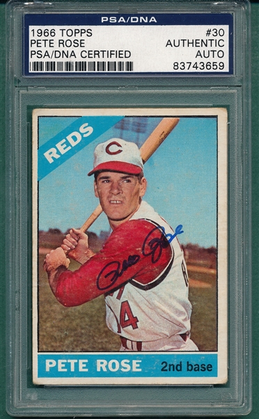 1966 Topps #30 Pete Rose, Signed, PSA/DNA Authentic