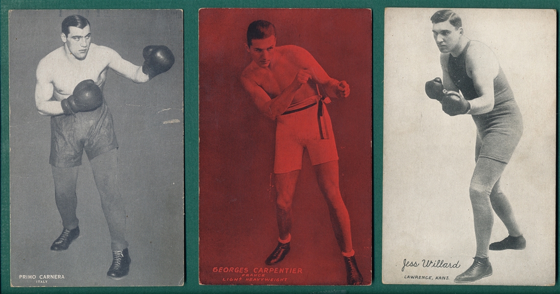1923-50s Exhibits Boxing Lot of (5) W/ Dempsey & Tunney