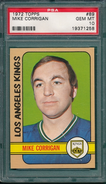 1972 Topps Hockey #89 Mike Corrigan PSA 10 *Gem Mint*