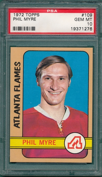 1972 Topps Hockey #109 Phil Myre PSA 10 *Gem Mint*