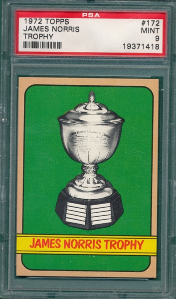 1972 Topps Hockey #172 James Norris Trophy PSA 9 *Mint*