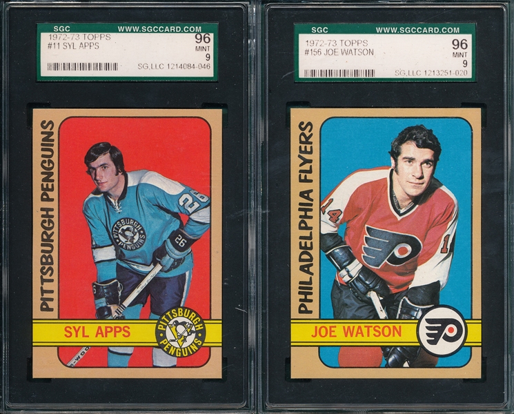  1972 Topps Hockey #11 Apps & #156 Watson, Lot of (2) SGC 96 *Mint*