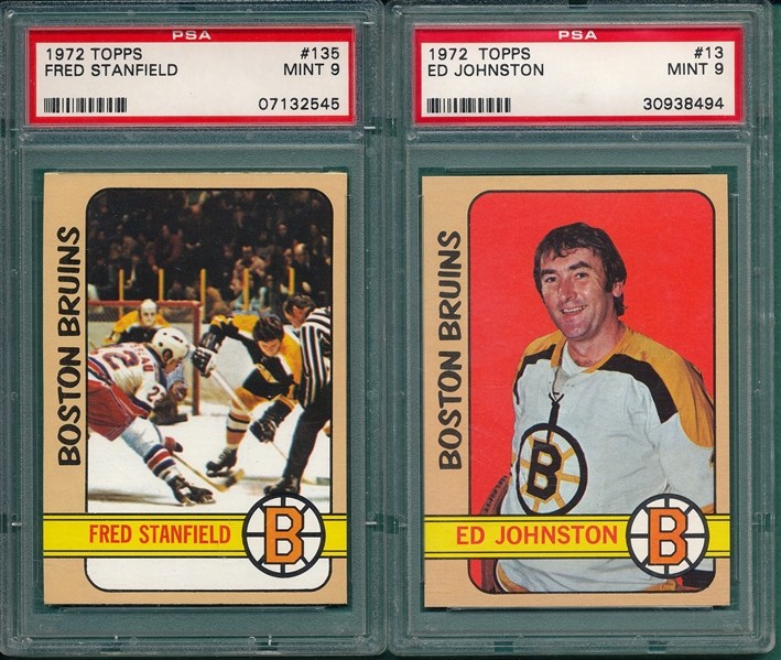  1972 Topps Hockey #13 Johnston & #135 Stanfield, Lot of (2) PSA 9 *Mint*