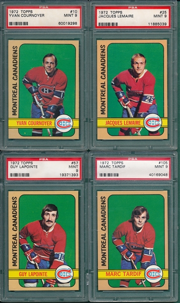  1972 Topps Hockey Lot of (4) W/ #10 Cournoyer, PSA 9 *Mint*