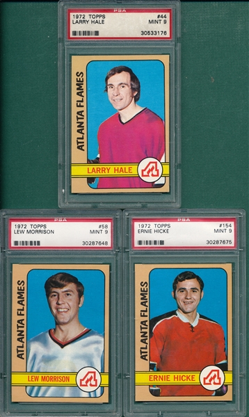  1972 Topps Hockey Lot of (5) W/ #12 Plager, PSA 9 *Mint*
