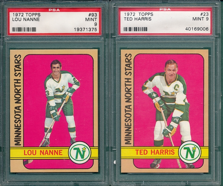  1972 Topps Hockey Lot of (6) W/ #93 Nanne, PSA 9 *Mint*