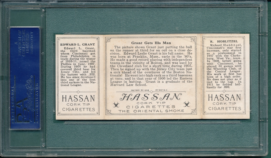 1912 T202 Grant Gets His Man, Hoblitzel/Grant, Hassan Cigarettes PSA 8