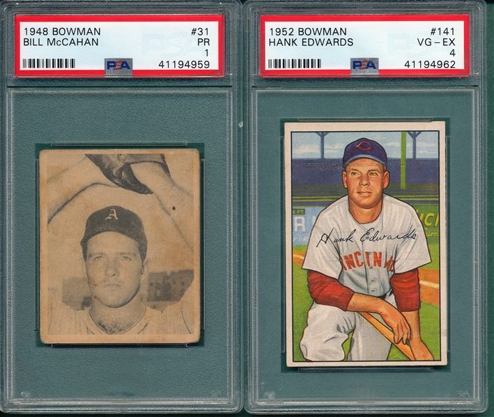 1948/52 Bowman #31 McCahan & #141 Edwards, Lot of (2) PSA