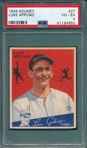 1934 Goudey #27 Luke Appling PSA 4