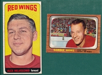 1964-68 Topps Hockey, Delvecchio & Gordie Howe, Lot of (3) W/ PSA 7