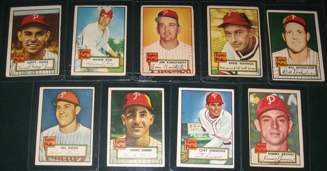 1952 Topps Lot of (11) Phillies W/ #59 Roberts & #216 Ashburn