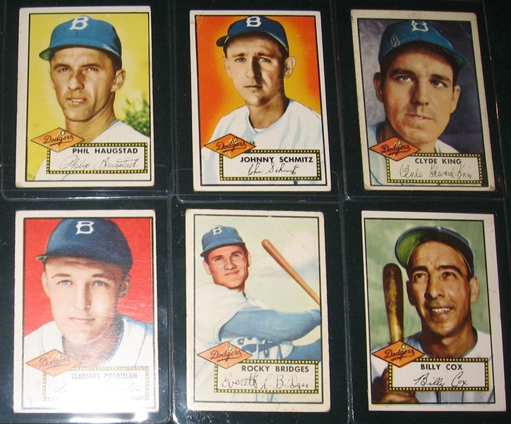 1952 Topps Lot of (9) Dodgers W/ #250 Erskine