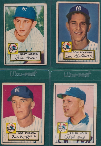1952 Topps Lot of (8) Yankees W/ #175 Billy Martin, Rookie