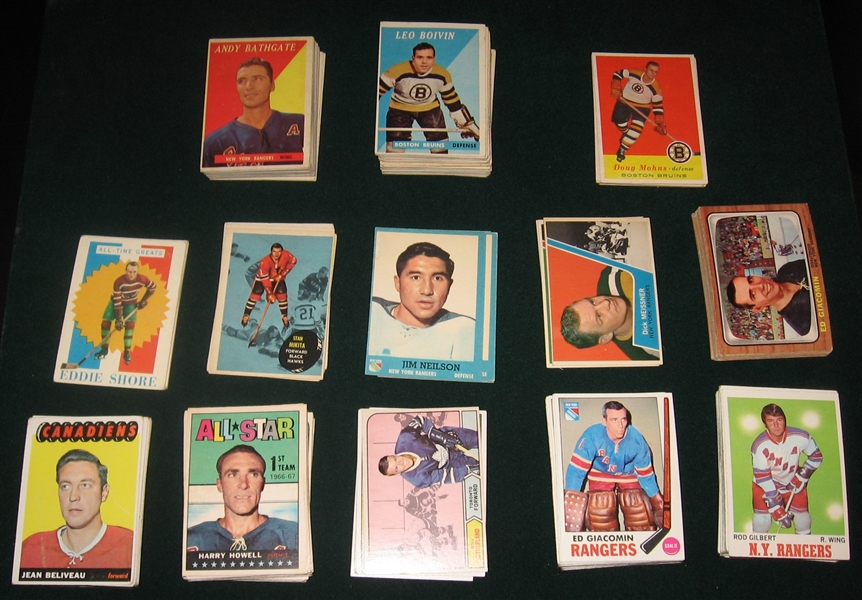 1957-70 Topps/OPC Hockey Lot of (257) W/ Beliveau, Giacomin & Mikita