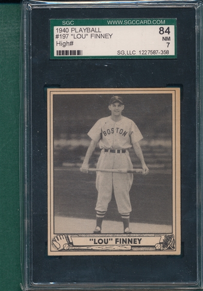 1940 Play Ball #197 Lou Finney SGC 84 *Hi #*