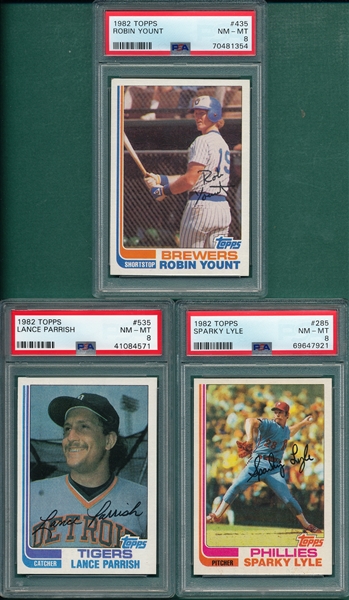 1982 Topps Lot of (3) W/ #435 Yount PSA 8