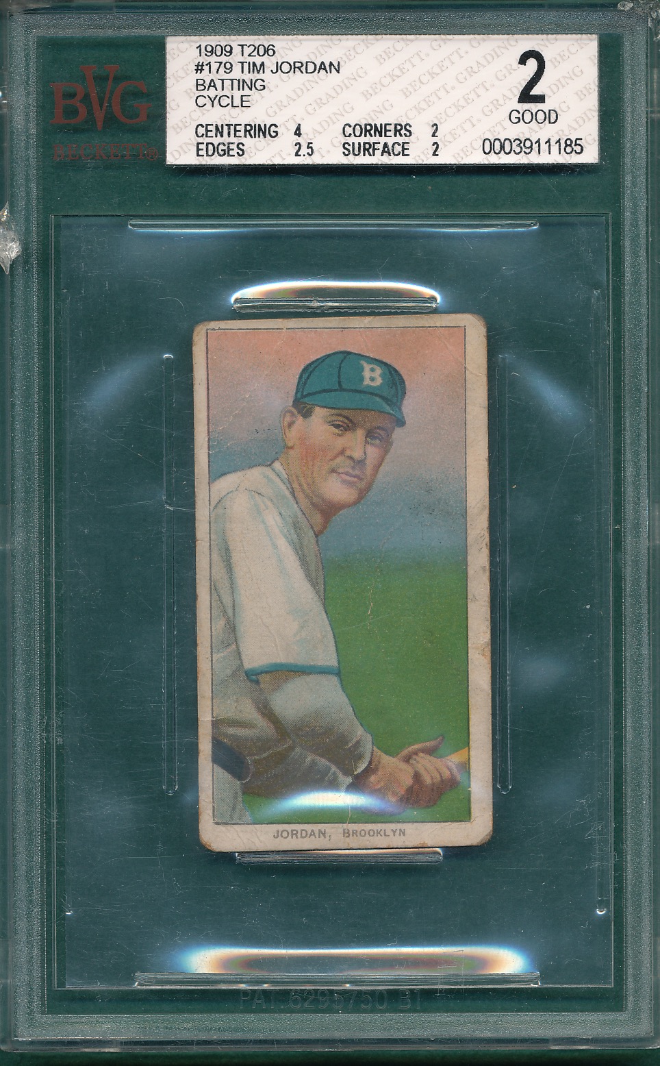 Lot Detail - 1909-1911 T206 Jordan, Batting, Cycle Cigarettes BVG 2 * ...