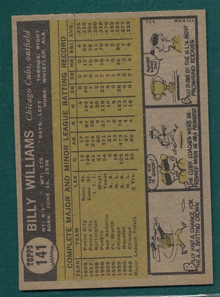 1961 Topps #141 Billy Williams *Rookie*