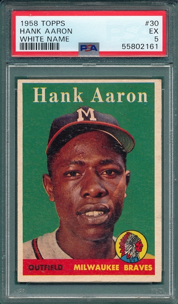1958 Topps #30 Hank Aaron PSA 5 *White Name*