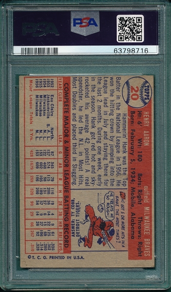 1957 Topps #20 Hank Aaron PSA 5 