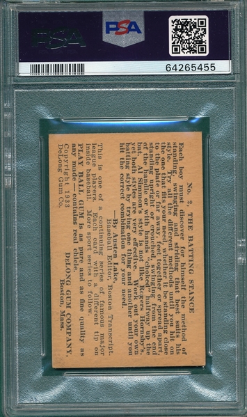 1933 DeLong #2 Al Simmons PSA 4.5