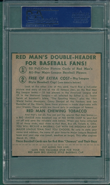 1952 Red Man Tobacco #9 Monte Irvin PSA 8 *W/ Tab