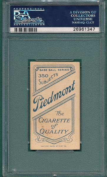 1909-1911 T206 Street, Catching, Piedmont Cigarettes PSA 5