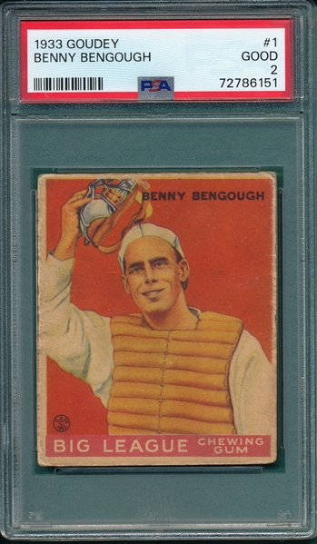 1933 Goudey #1 Benny Bengough PSA 2