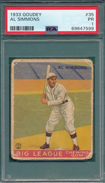 1933 Goudey #35 Al Simmons PSA 1