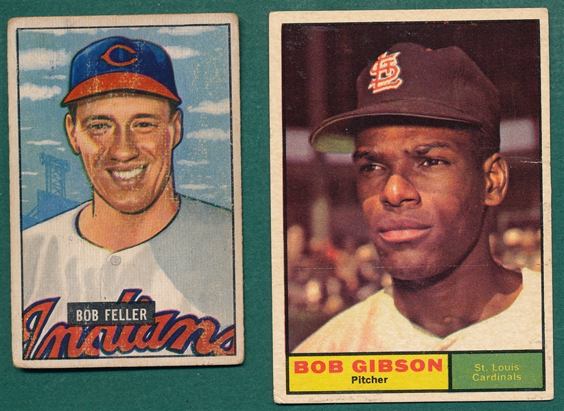1951 Bowman Feller & 1961 Topps Gibson, Lot of (2)